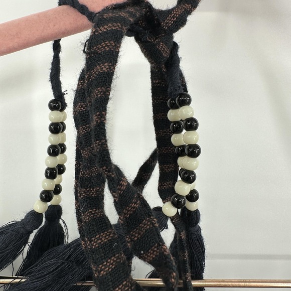 Free People Top Womens Small Black Pink Embroidered Boho Beaded Tassel Festival - Picture 4 of 10